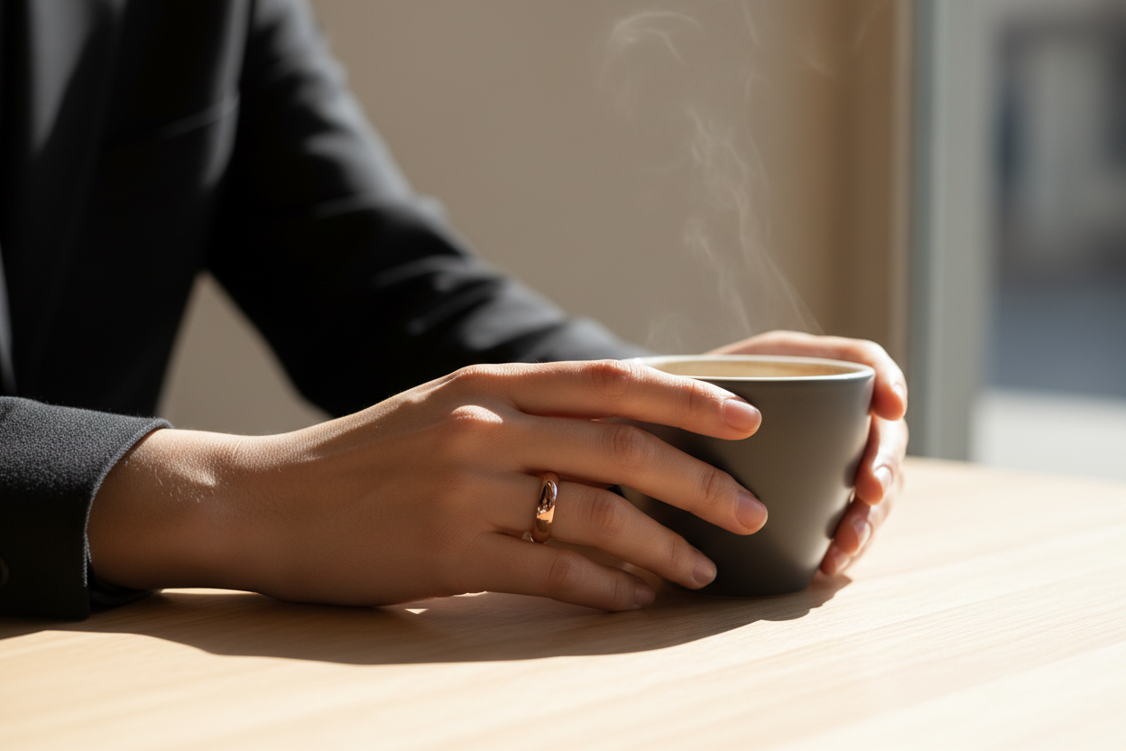Smart ring worn on a hand in a minimalist, fashion-led everyday setting