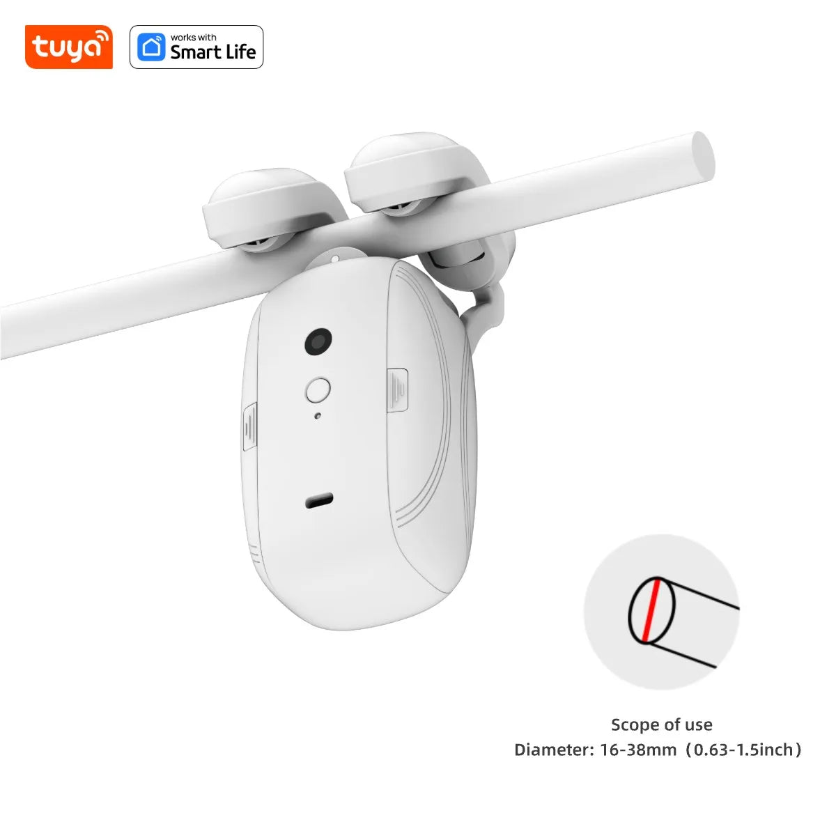 Tuya Smart Curtain Robot ( Roman Rod Track) Bluetooth APP Short Range Control, Timed switch, Pull-to-start, 8KG load capacity