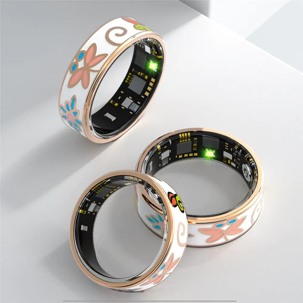 Stainless Steel Smart Ring with Luminous Dragon Pattern